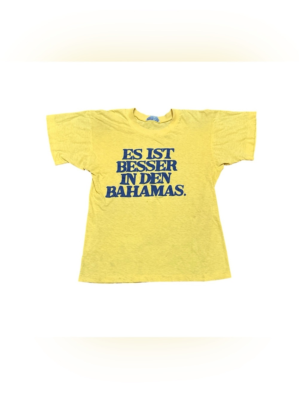 Vintage 1970s Bahamas/German Souvenir Shirt Size Medium Yellow